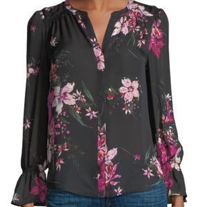 NWT Joie Floral Silk Keno Top, Black/Pink, S & XS